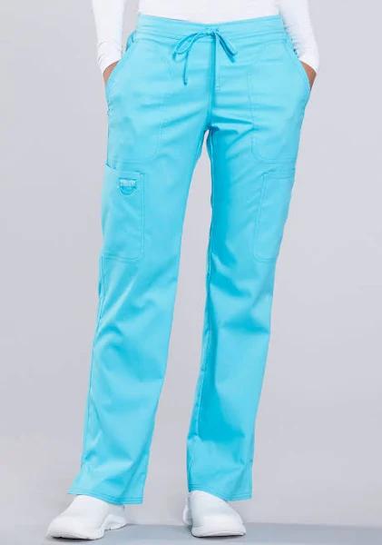 Cherokee Workwear Revolution Women's Petite Cargo Scrub Pant - L - Turquoise