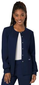 Cherokee Workwear Revolution WW310 Scrubs Jacket Womens Snap Front Warm-Up Navy