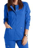 Cherokee Workwear Revolution WW310 Scrubs Jacket Womens Snap Front Warm-Up Navy