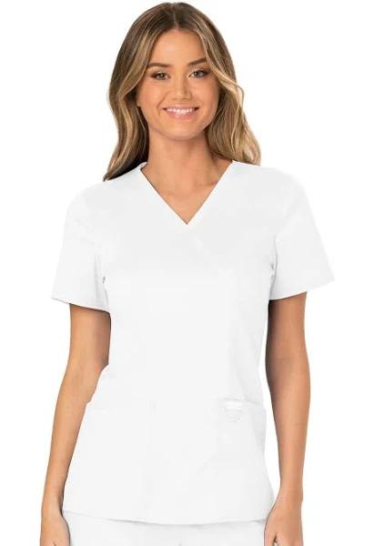 Cherokee Workwear Revolution WW610 Scrubs Top Womens Mock Wrap White