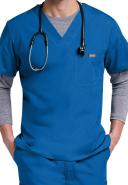 Cherokee Workwear Scrubs Men's V-Neck Top - 4x - Royal
