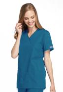 Cherokee Workwear Scrubs Mock Wrap Top - 3x - Caribbean Blue
