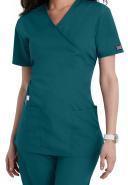 Cherokee Workwear Scrubs Mock Wrap Top - XL - Caribbean Blue