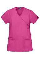 Cherokee Workwear Scrubs Mock Wrap Top - XXS - Shocking Pink