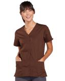 Cherokee Workwear Scrubs Women's Snap Front Top - XL - Chocolate
