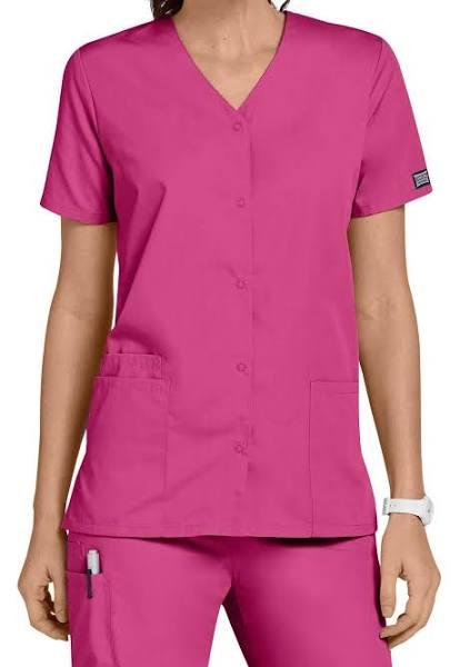Cherokee Workwear Scrubs Women's Snap Front Top - XL - Shocking Pink