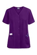 Cherokee Workwear Scrubs Women's Snap Front Top - XXS - Eggplant