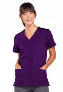 Cherokee Workwear Scrubs Women's Snap Front Top - XXS - Eggplant