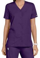 Cherokee Workwear Scrubs Women's Snap Front Top - XXS - Eggplant
