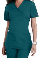 Cherokee Workwear WW650 Scrubs Top Womens Mock Wrap Caribbean Blue