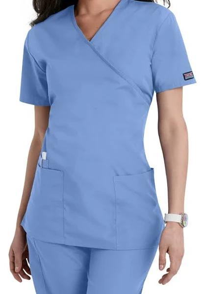 Cherokee Workwear WW650 Scrubs Top Womens Mock Wrap Ceil Blue