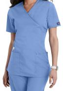 Cherokee Workwear WW650 Scrubs Top Womens Mock Wrap Ceil Blue