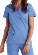 Cherokee Workwear WW650 Scrubs Top Womens Mock Wrap Ceil Blue