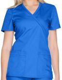 Cherokee Workwear WW650 Scrubs Top Womens Mock Wrap Galaxy Blue