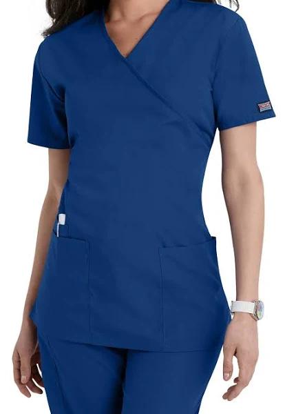Cherokee Workwear WW650 Scrubs Top Womens Mock Wrap Galaxy Blue
