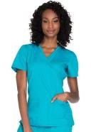 Cherokee Workwear WW650 Scrubs Top Womens Mock Wrap Galaxy Blue
