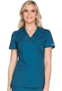 Cherokee Workwear WW650 Scrubs Top Womens Mock Wrap Galaxy Blue
