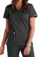 Cherokee Workwear WW650 Scrubs Top Womens Mock Wrap Pewter