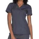 Cherokee Workwear WW650 Scrubs Top Womens Mock Wrap Pewter
