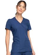 Cherokee Workwear WW650 Scrubs Top Womens Mock Wrap Pewter