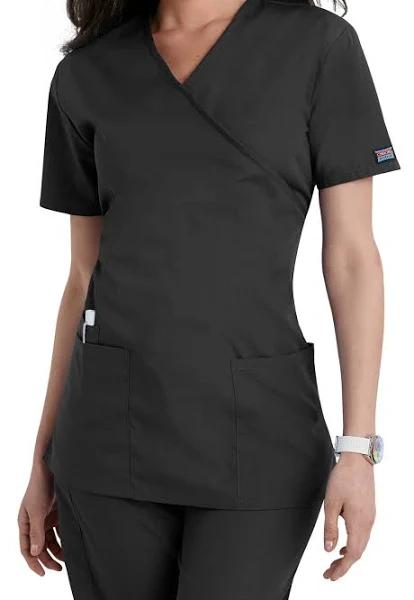 Cherokee Workwear WW650 Scrubs Top Womens Mock Wrap Pewter
