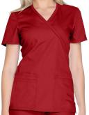 Cherokee Workwear WW650 Scrubs Top Womens Mock Wrap Red