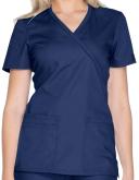 Cherokee Workwear WW650 Scrubs Top Womens Mock Wrap Teal Blue