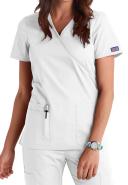 Cherokee Workwear WW650 Scrubs Top Womens Mock Wrap White