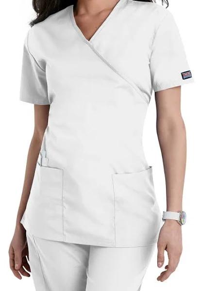 Cherokee Workwear WW650 Scrubs Top Womens Mock Wrap White