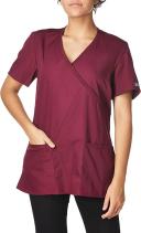 Cherokee Workwear WW650 Scrubs Top Womens Mock Wrap Wine