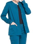 Cherokee WW Professionals Women's Snap Front Scrub Jacket - 2x - Caribbean Blue