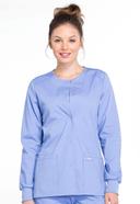 Cherokee WW Professionals Women's Snap Front Scrub Jacket - 2x - Caribbean Blue