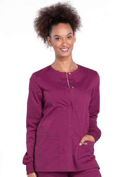 Cherokee WW Professionals Women's Snap Front Scrub Jacket - M - Wine