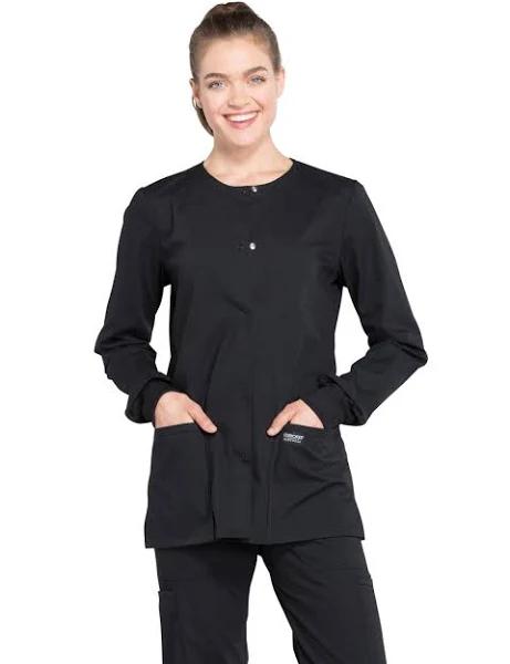 Cherokee WW Professionals Women's Snap Front Scrub Jacket - S - Black