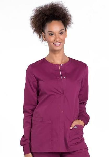 Cherokee WW Professionals Women's Snap Front Scrub Jacket - XS - Wine