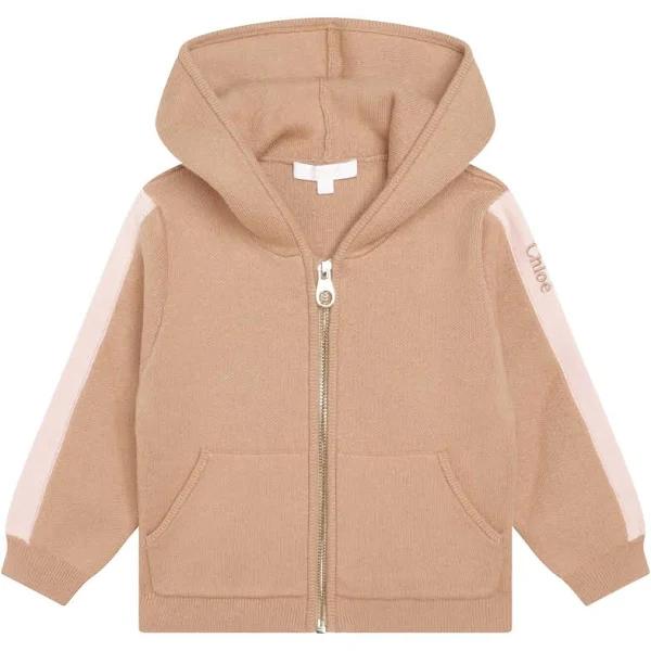 Chloé Kids - Branded Zip-Up Hoodie Beige - 12 Years