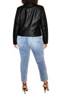 City Chic Aria Faux Leather Moto Jacket Black/ Black Trim
