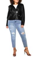 City Chic Aria Faux Leather Moto Jacket Black/ Black Trim