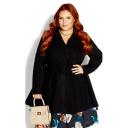 City Chic Ruffle Coat Black