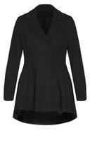 City Chic Ruffle Coat Black