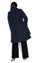 City Chic Ruffle Coat Navy