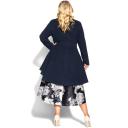 City Chic Ruffle Coat Navy