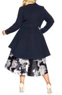 City Chic Ruffle Coat Navy