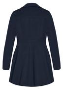 City Chic Ruffle Coat Navy