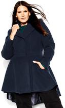 City Chic Ruffle Coat Navy