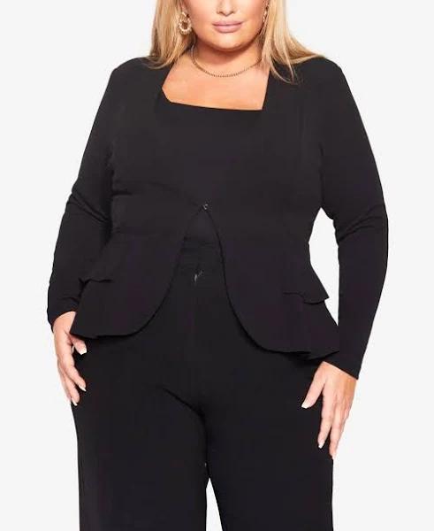 City Chic Women's Plus Blazer Black Madison Peplum Blazer 14