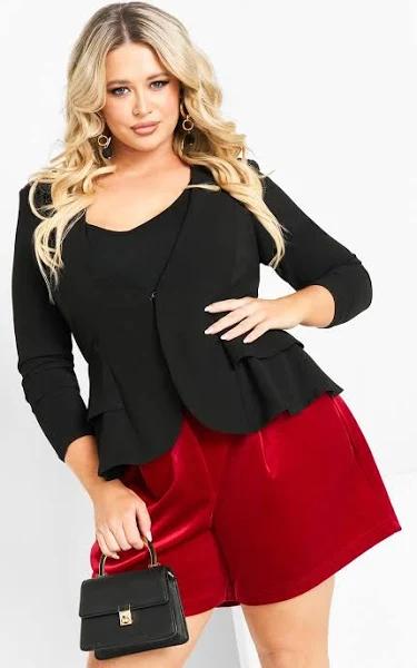 City Chic Women's Plus Blazer Black Madison Peplum Blazer 16
