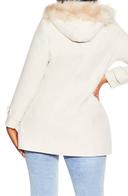 City Chic Wonderwall Coat with Faux Fur Collar Buff