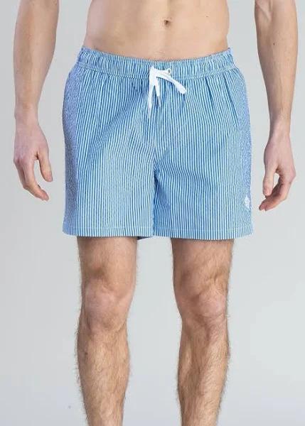 Classic Fit Seersucker Swim Shorts 3XL / Marine / Blue