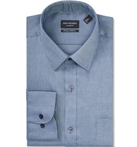 Classic Relaxed Fit Shirt Herringbone Classic Relaxed Fit Blue